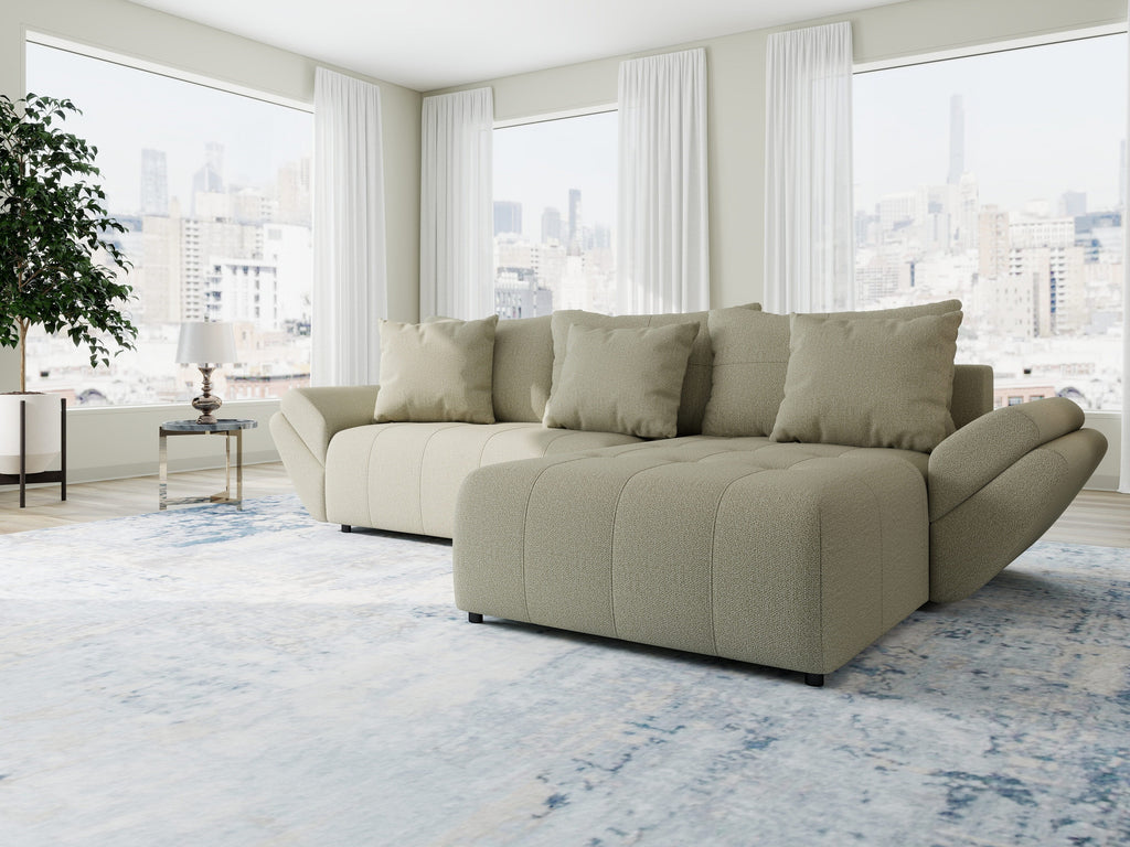Colțar extensibil dumonde cu ladă de depozitare si sezut confortabil din spuma high-density, Berlin Enjoy Bej 280x185 cm II