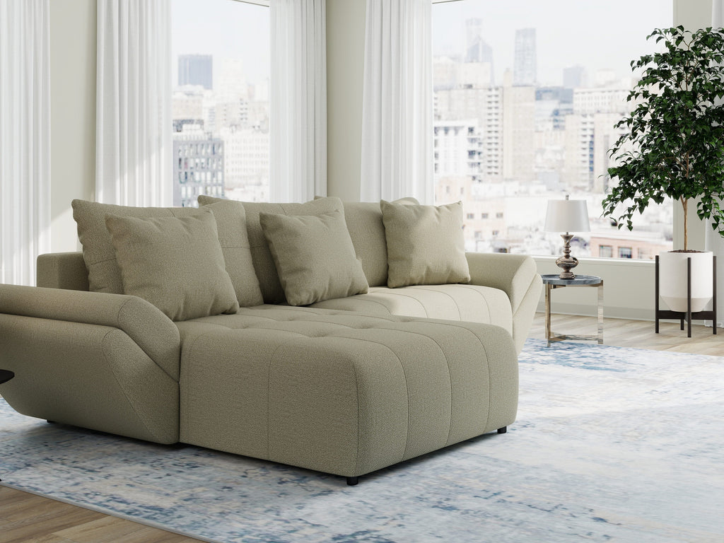 Colțar extensibil dumonde cu ladă de depozitare si sezut confortabil din spuma high-density, Berlin Enjoy Bej 280x185 cm
