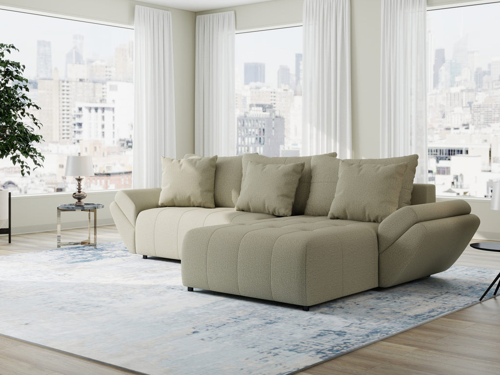 Colțar extensibil dumonde cu ladă de depozitare si sezut confortabil din spuma high-density, Berlin Enjoy Bej 280x185 cm II