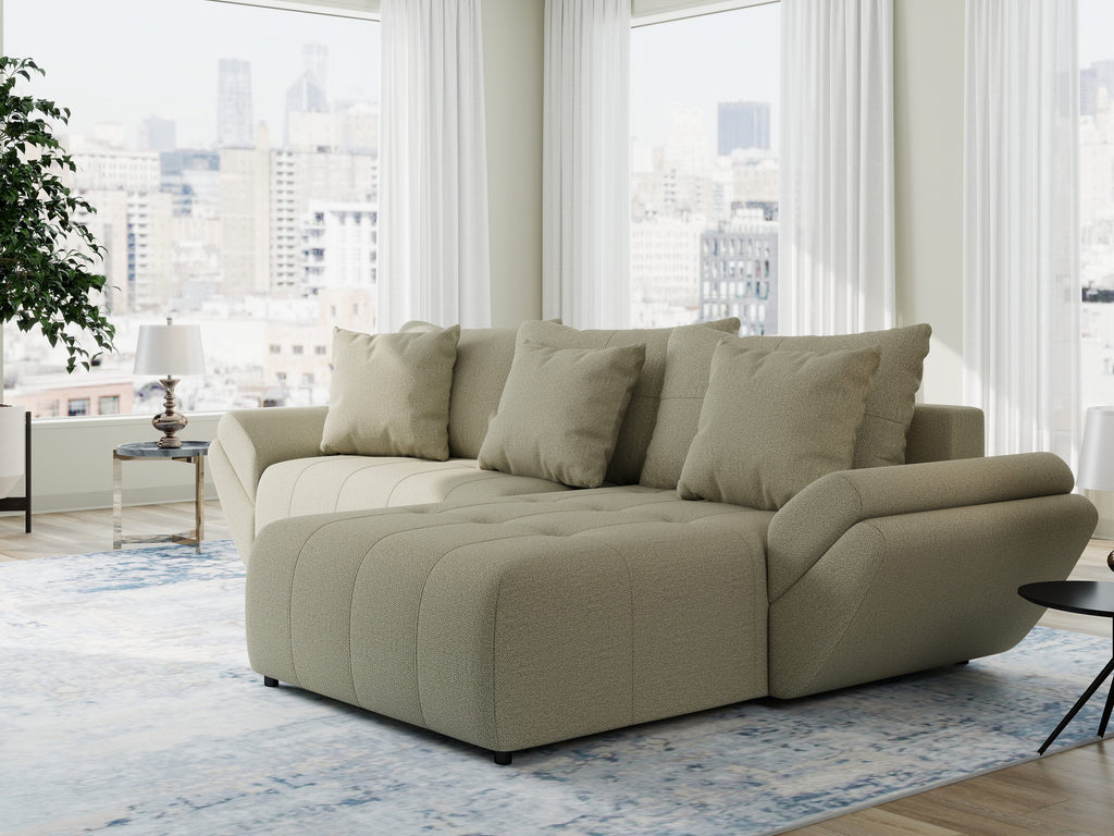 Colțar extensibil dumonde cu ladă de depozitare si sezut confortabil din spuma high-density, Berlin Enjoy Bej 280x185 cm II