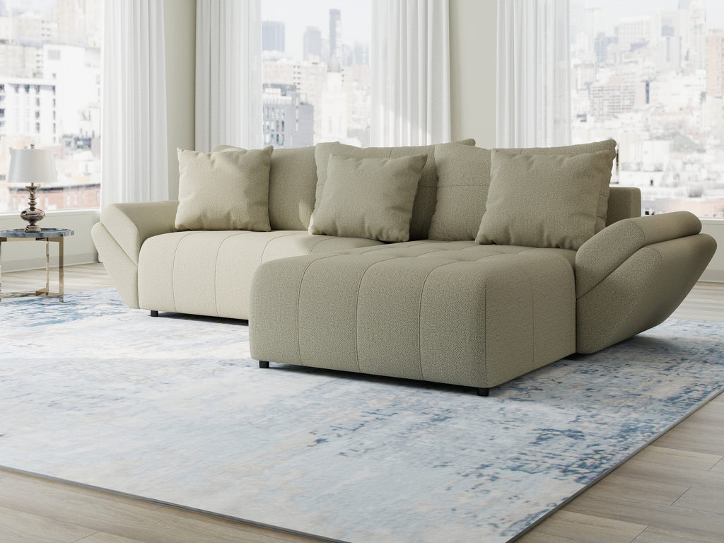 Colțar extensibil dumonde cu ladă de depozitare si sezut confortabil din spuma high-density, Berlin Enjoy Bej 280x185 cm II