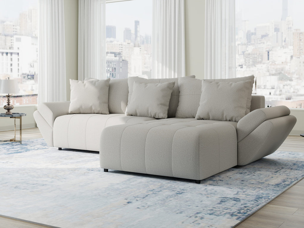Colțar extensibil dumonde cu ladă de depozitare si sezut confortabil din spuma high-density, Berlin Enjoy Bej 280x185 cm II
