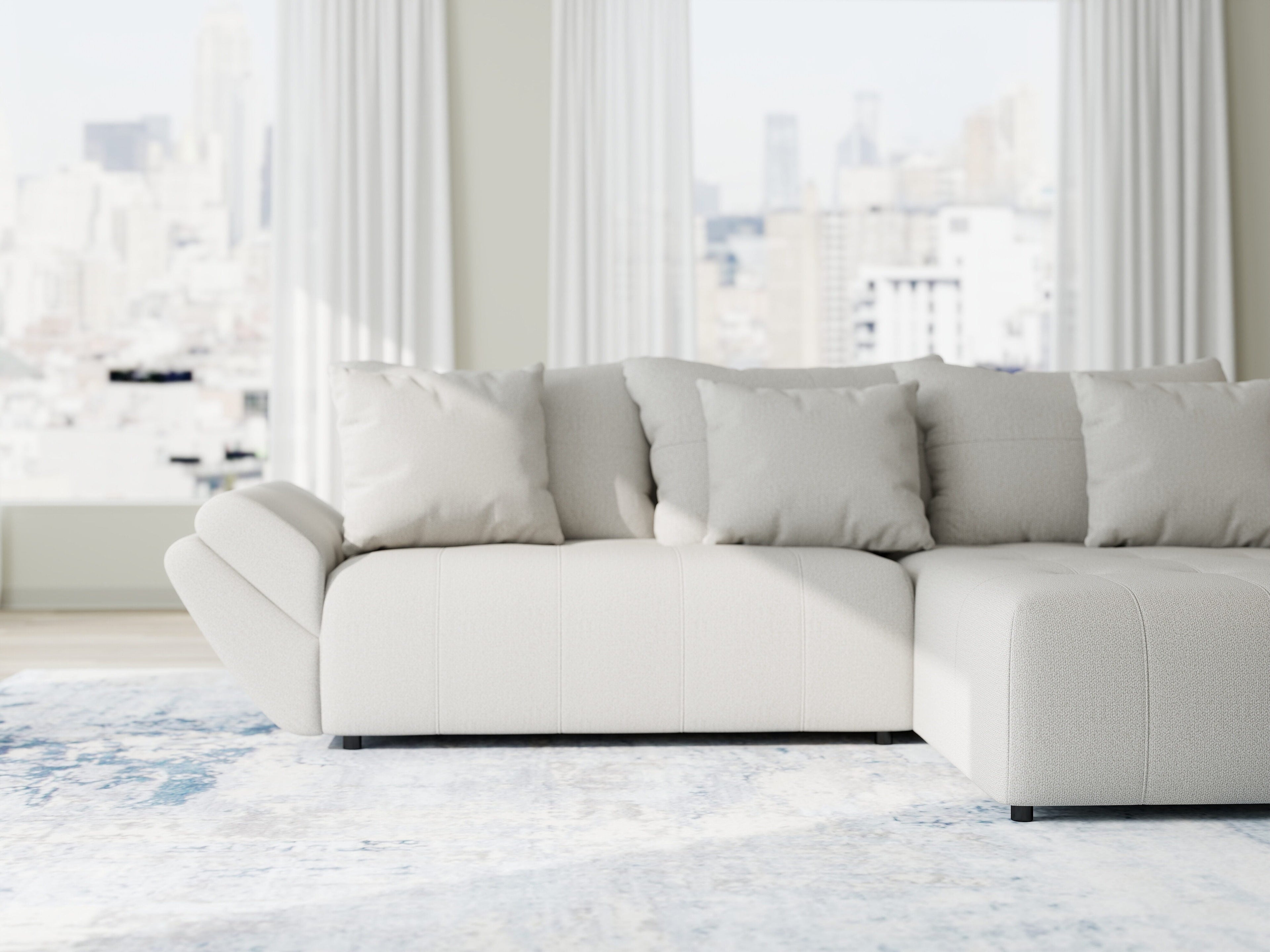 Colțar extensibil dumonde cu ladă de depozitare si sezut confortabil din spuma high-density, Berlin Enjoy Bej 280x185 cm II