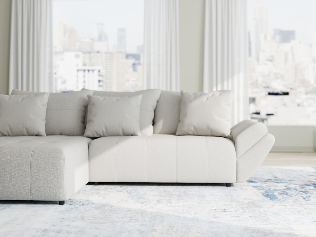 Colțar extensibil dumonde cu ladă de depozitare si sezut confortabil din spuma high-density, Berlin Enjoy Bej 280x185 cm
