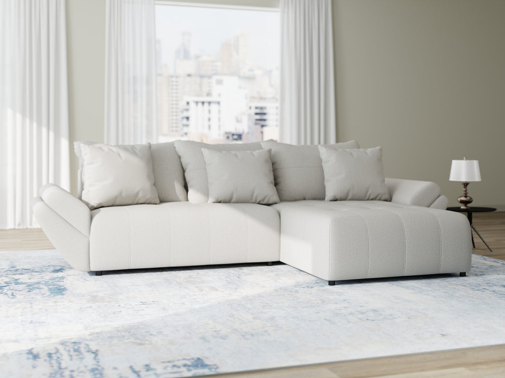 Colțar extensibil dumonde cu ladă de depozitare si sezut confortabil din spuma high-density, Berlin Enjoy Bej 280x185 cm II