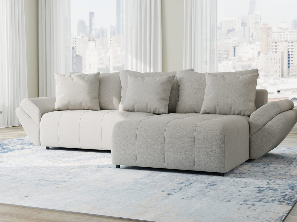 Colțar extensibil dumonde cu ladă de depozitare si sezut confortabil din spuma high-density, Berlin Enjoy Bej 280x185 cm II