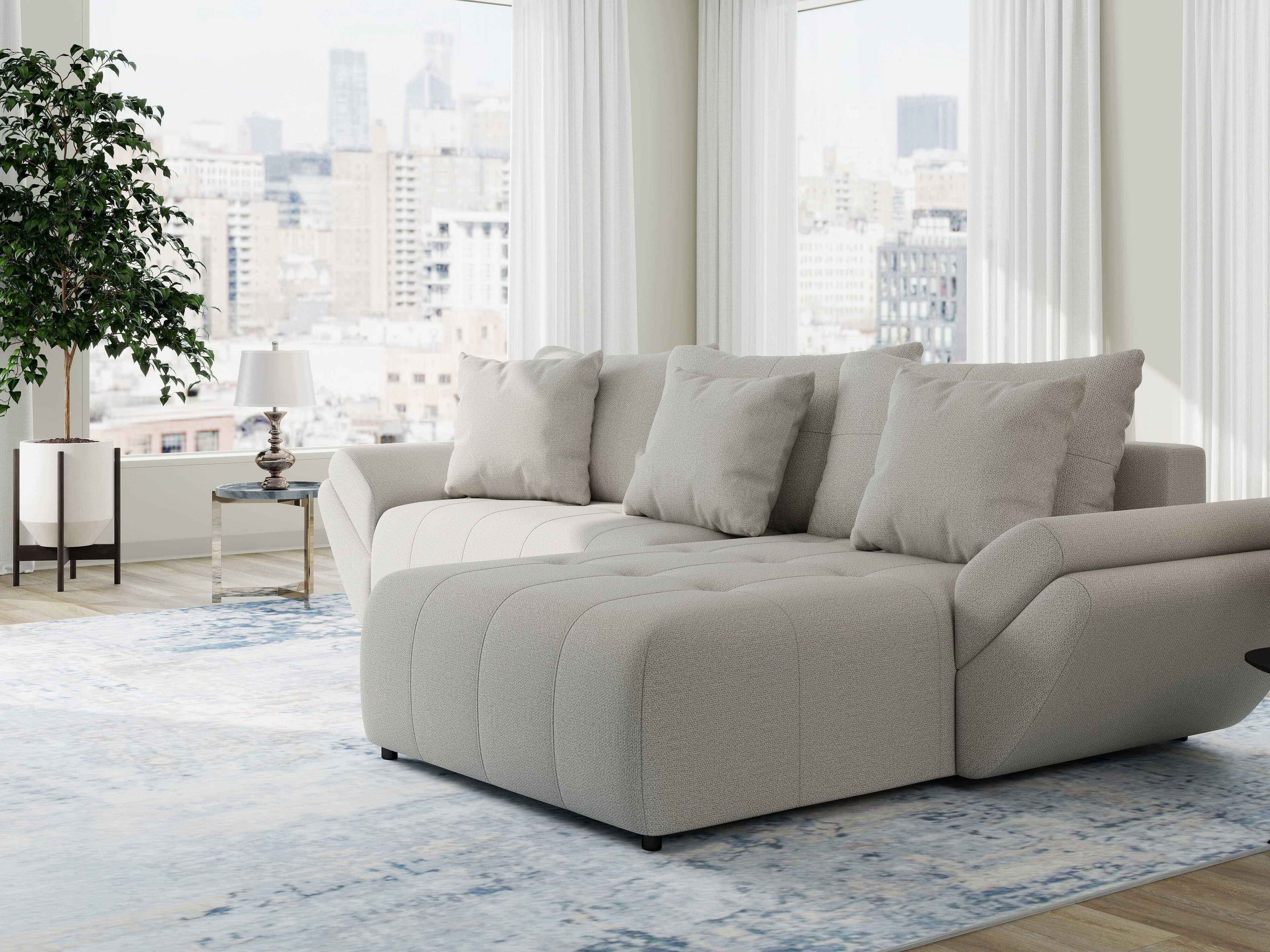 Colțar extensibil dumonde cu ladă de depozitare si sezut confortabil din spuma high-density, Berlin Enjoy Bej 280x185 cm II