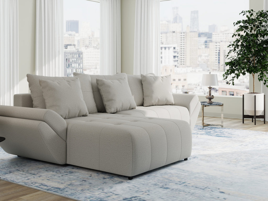 Colțar extensibil dumonde cu ladă de depozitare si sezut confortabil din spuma high-density, Berlin Enjoy Bej 280x185 cm