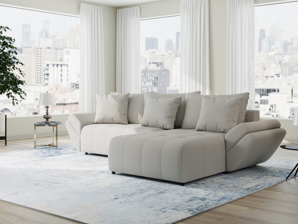 Colțar extensibil dumonde cu ladă de depozitare si sezut confortabil din spuma high-density, Berlin Enjoy Bej 280x185 cm II