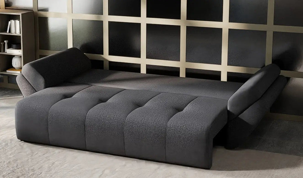 Canapea extensibilă dumonde cu ladă de depozitare si sezut confortabil din spuma high-density, Berlin Enjoy Graphite 250x100 cm