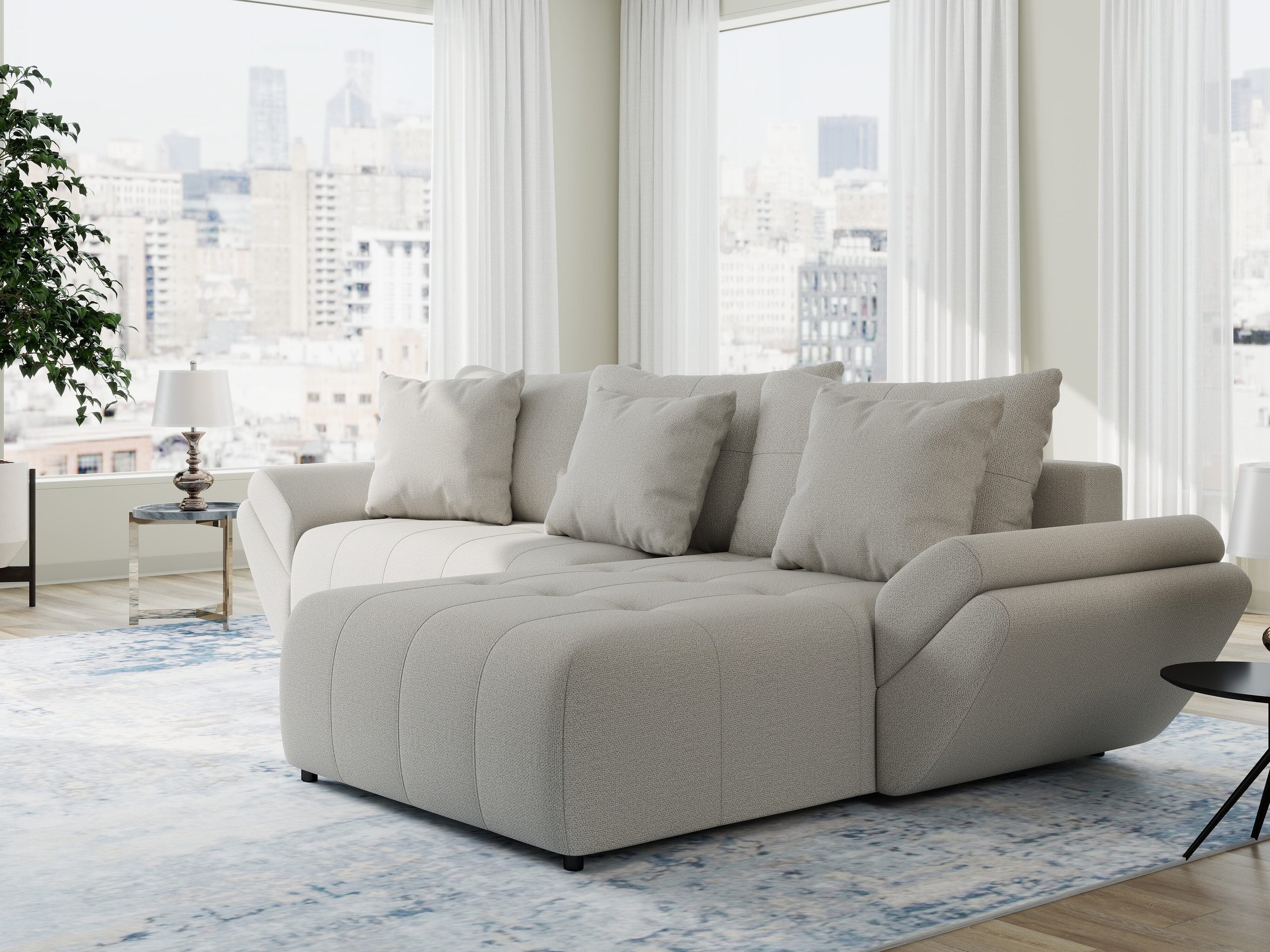 Colțar extensibil dumonde cu ladă de depozitare si sezut confortabil din spuma high-density, Berlin Enjoy Bej 280x185 cm II