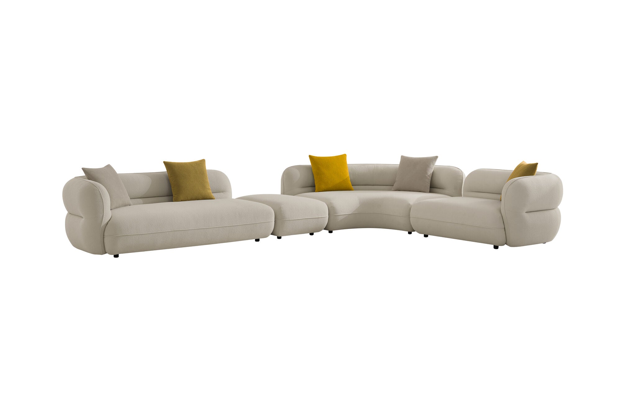 Coltar dumonde cu sezut confortabil din spuma high-density Famous 432x105 cm cu taburet inclus