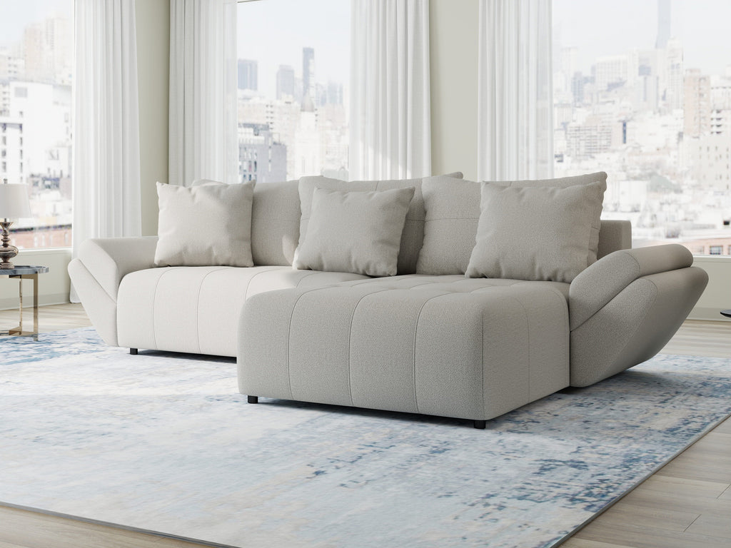 Colțar extensibil dumonde cu ladă de depozitare si sezut confortabil din spuma high-density, Berlin Enjoy Bej 280x185 cm II