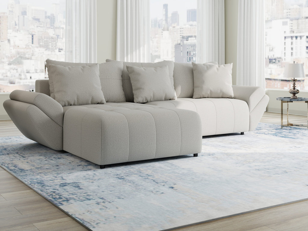 Colțar extensibil dumonde cu ladă de depozitare si sezut confortabil din spuma high-density, Berlin Enjoy Bej 280x185 cm