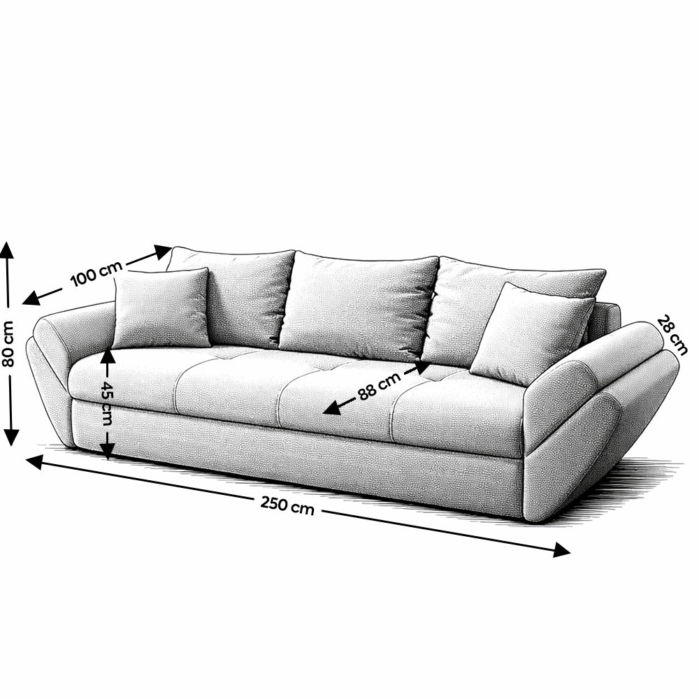 Canapea extensibilă dumonde cu ladă de depozitare si sezut confortabil din spuma high-density, Loana Royal Grey 250x100 cm