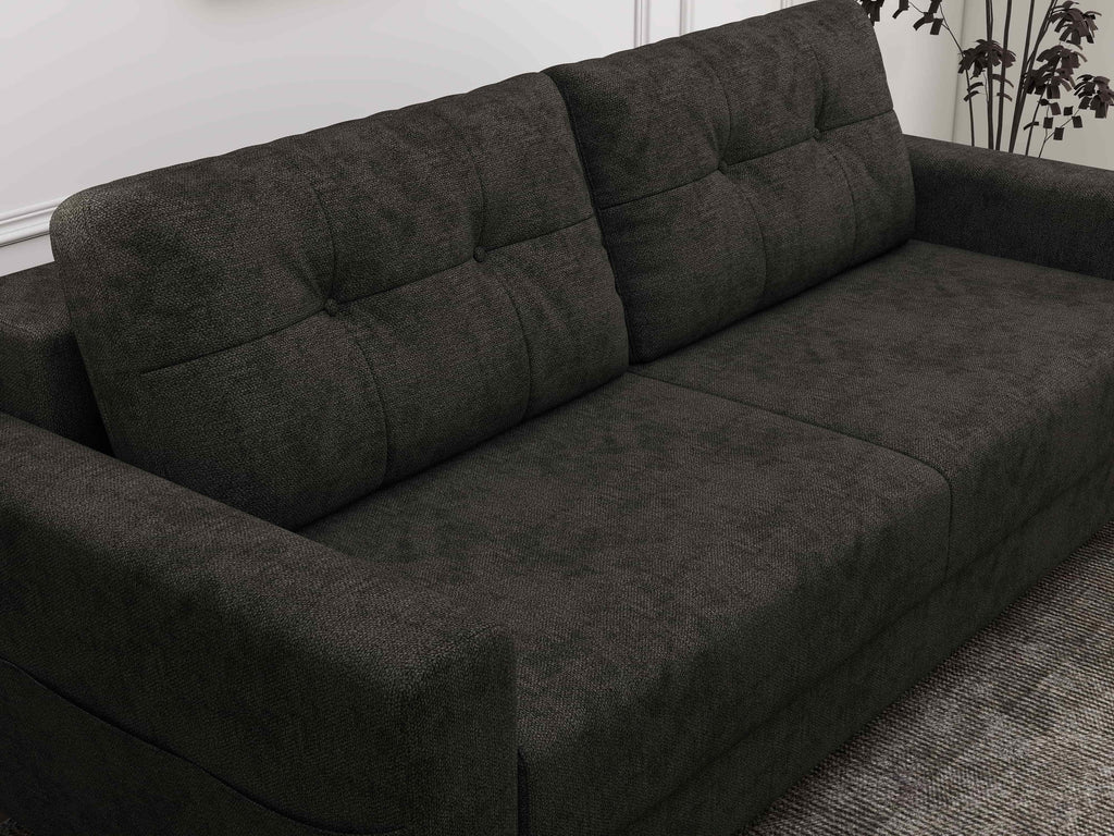 Canapea extensibilă dumonde cu ladă de depozitare si sezut confortabil din spuma high-density, Summer Enjoy Negru 225x100 cm