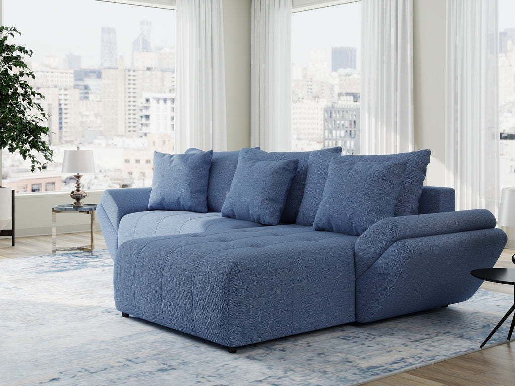 Colțar extensibil dumonde cu ladă de depozitare si sezut confortabil din spuma high-density, Berlin Enjoy Albastru 280x185 cm II