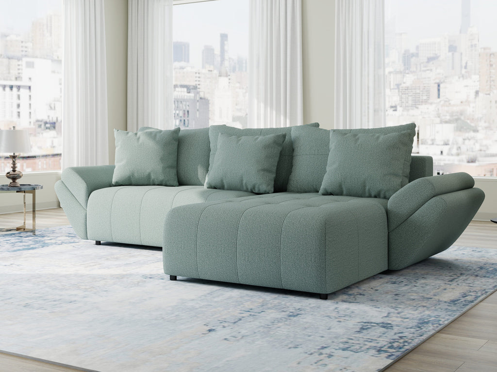 Colțar extensibil dumonde cu ladă de depozitare si sezut confortabil din spuma high-density, Berlin Enjoy Mint 280x185 cm II