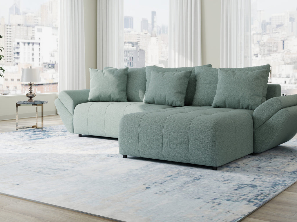Colțar extensibil dumonde cu ladă de depozitare si sezut confortabil din spuma high-density, Berlin Enjoy Mint 280x185 cm II