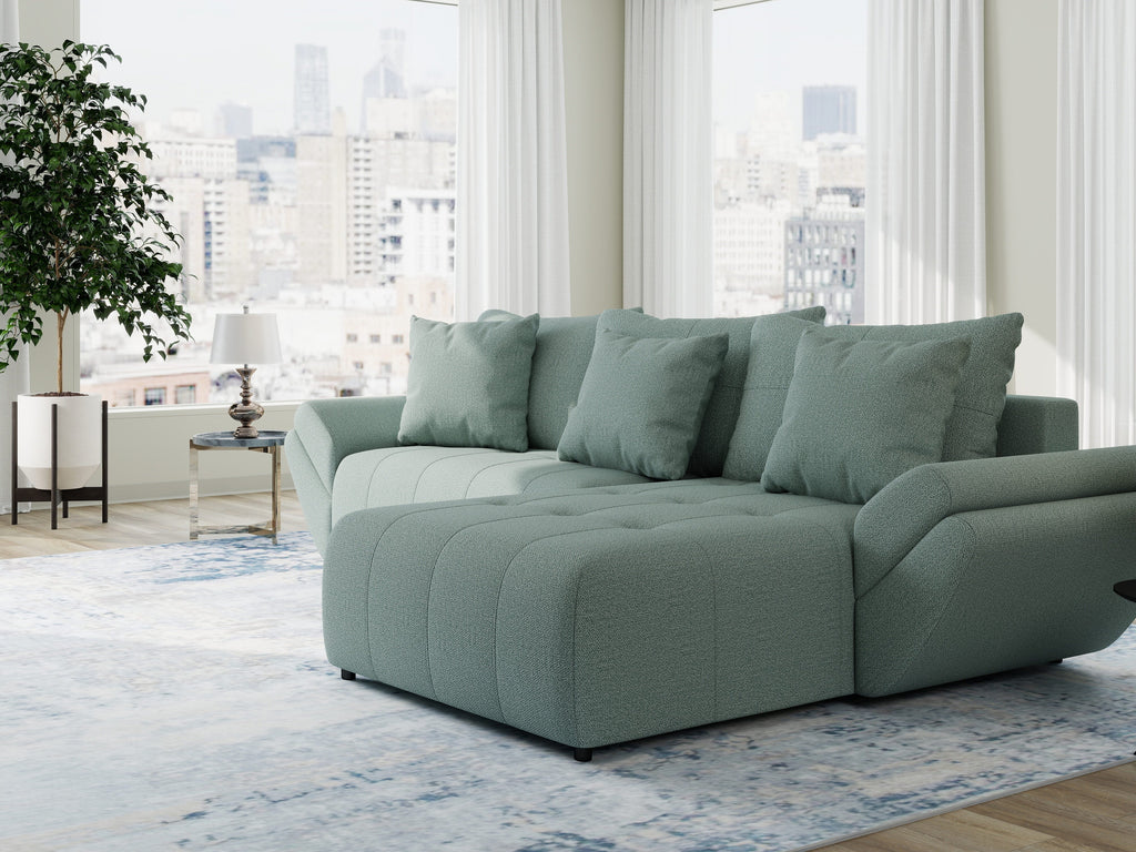 Colțar extensibil dumonde cu ladă de depozitare si sezut confortabil din spuma high-density, Berlin Enjoy Mint 280x185 cm II