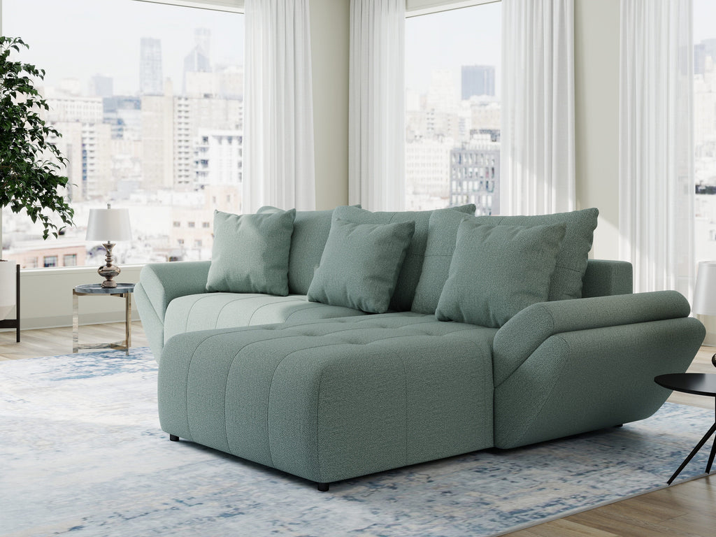 Colțar extensibil dumonde cu ladă de depozitare si sezut confortabil din spuma high-density, Berlin Enjoy Mint 280x185 cm II