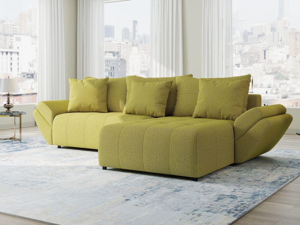 Colțar extensibil dumonde cu ladă de depozitare si sezut confortabil din spuma high-density, Berlin Enjoy Verde 280x185 cm II