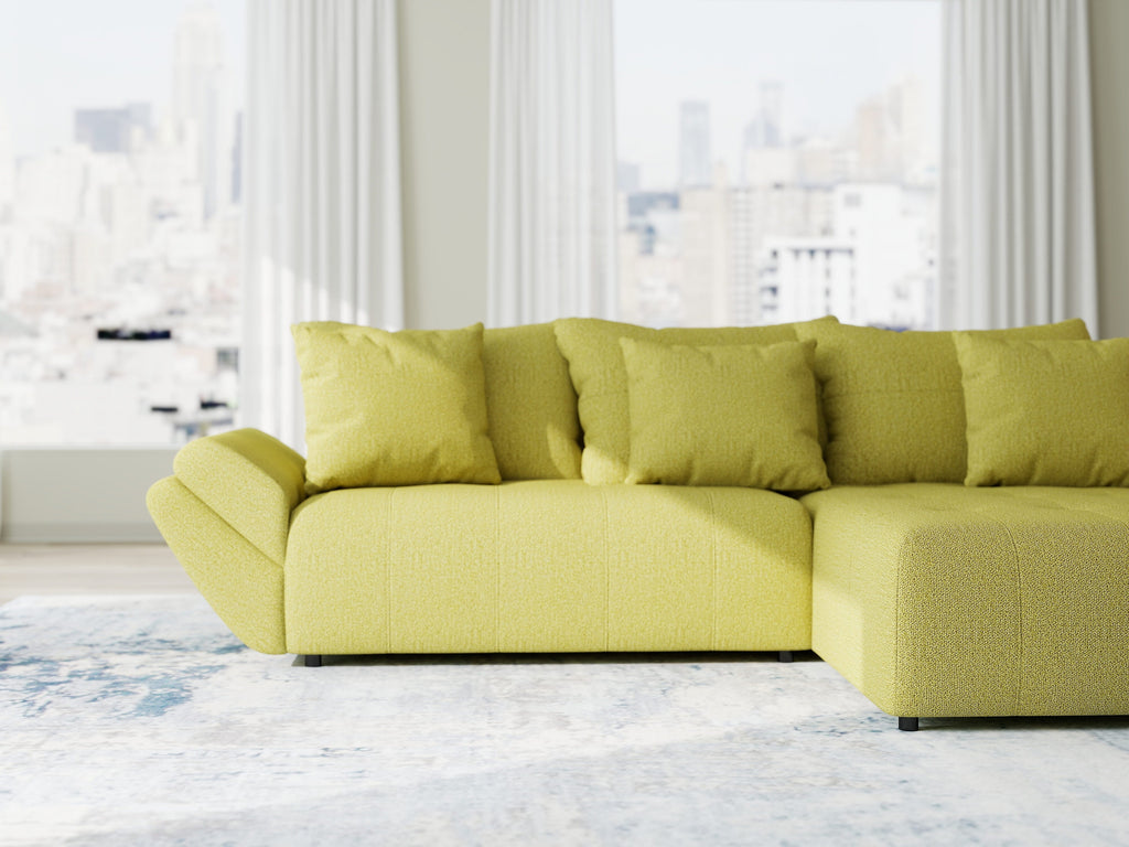 Colțar extensibil dumonde cu ladă de depozitare si sezut confortabil din spuma high-density, Berlin Enjoy Verde 280x185 cm II