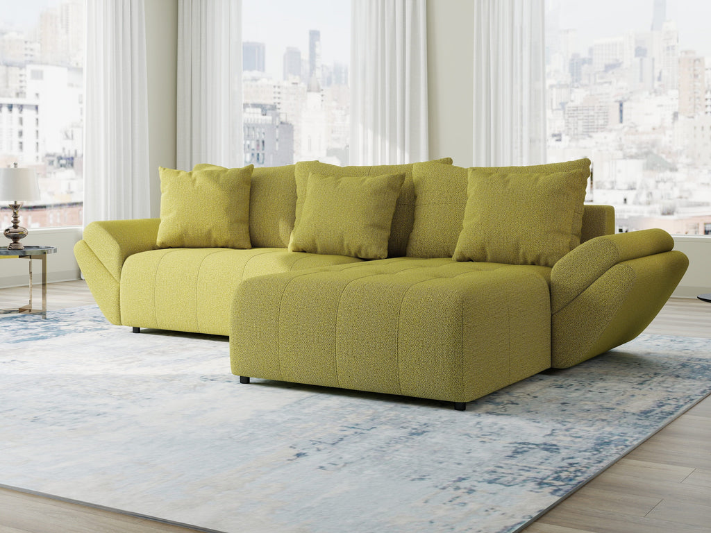 Colțar extensibil dumonde cu ladă de depozitare si sezut confortabil din spuma high-density, Berlin Enjoy Verde 280x185 cm II