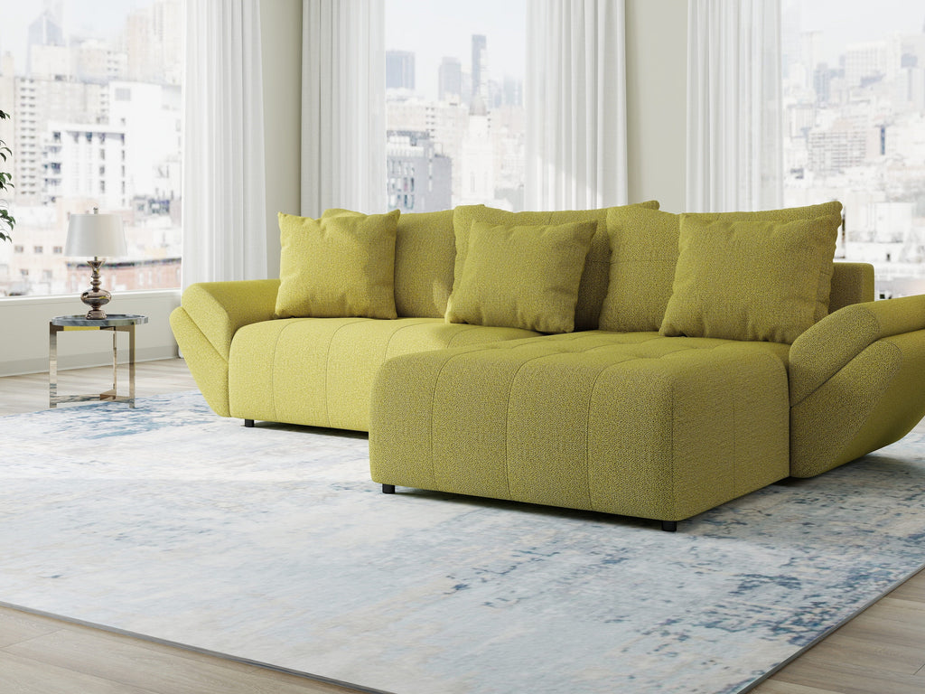 Colțar extensibil dumonde cu ladă de depozitare si sezut confortabil din spuma high-density, Berlin Enjoy Verde 280x185 cm II
