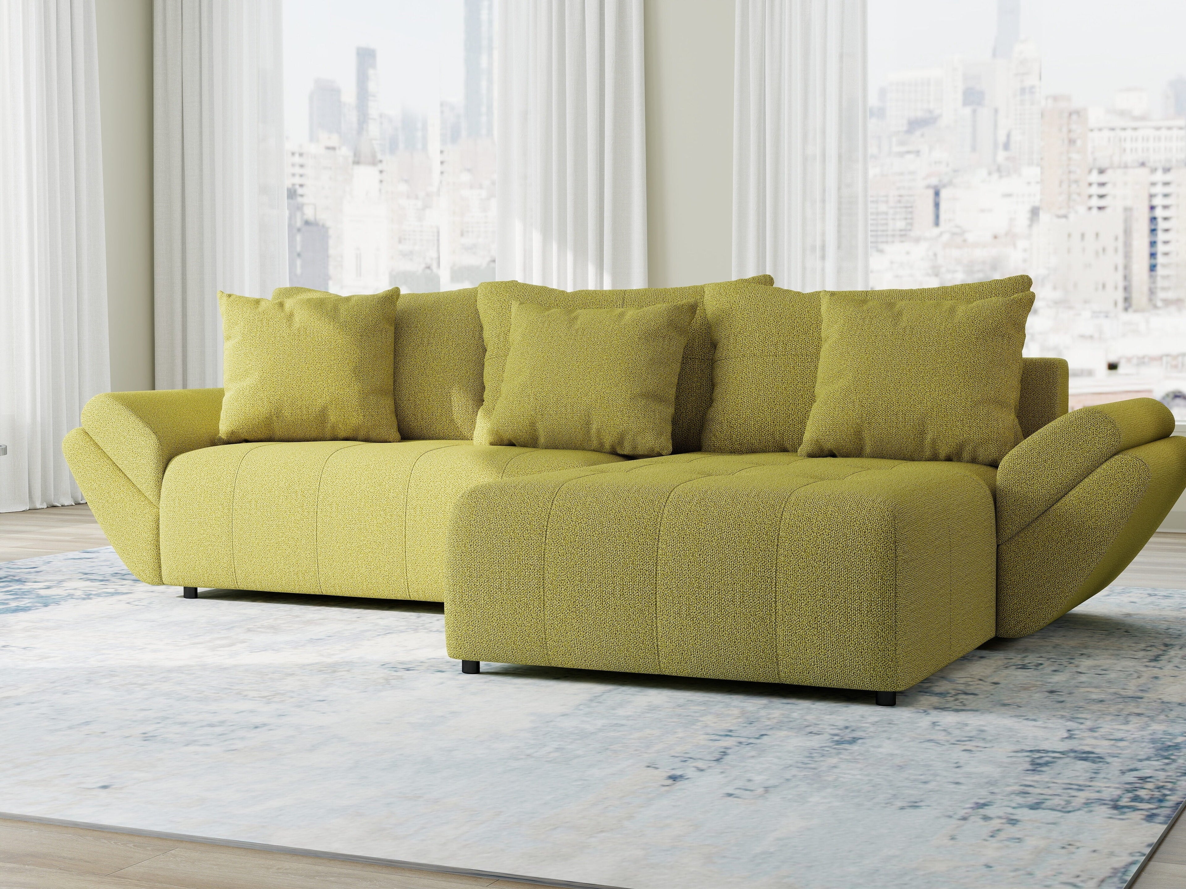Colțar extensibil dumonde cu ladă de depozitare si sezut confortabil din spuma high-density, Berlin Enjoy Verde 280x185 cm II
