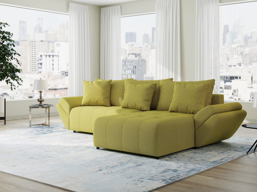 Colțar extensibil dumonde cu ladă de depozitare si sezut confortabil din spuma high-density, Berlin Enjoy Verde 280x185 cm II