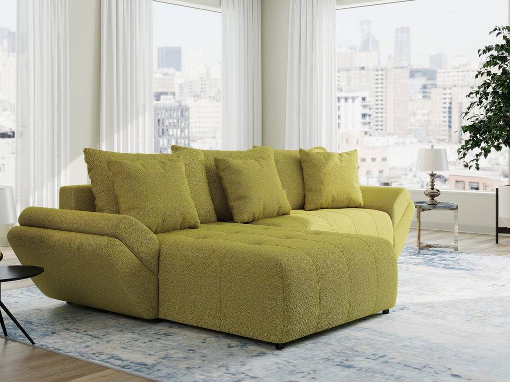 Colțar extensibil dumonde cu ladă de depozitare si sezut confortabil din spuma high-density, Berlin Enjoy Verde 280x185 cm