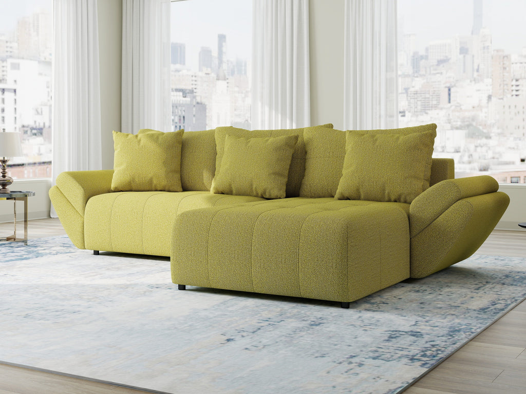 Colțar extensibil dumonde cu ladă de depozitare si sezut confortabil din spuma high-density, Berlin Enjoy Verde 280x185 cm II