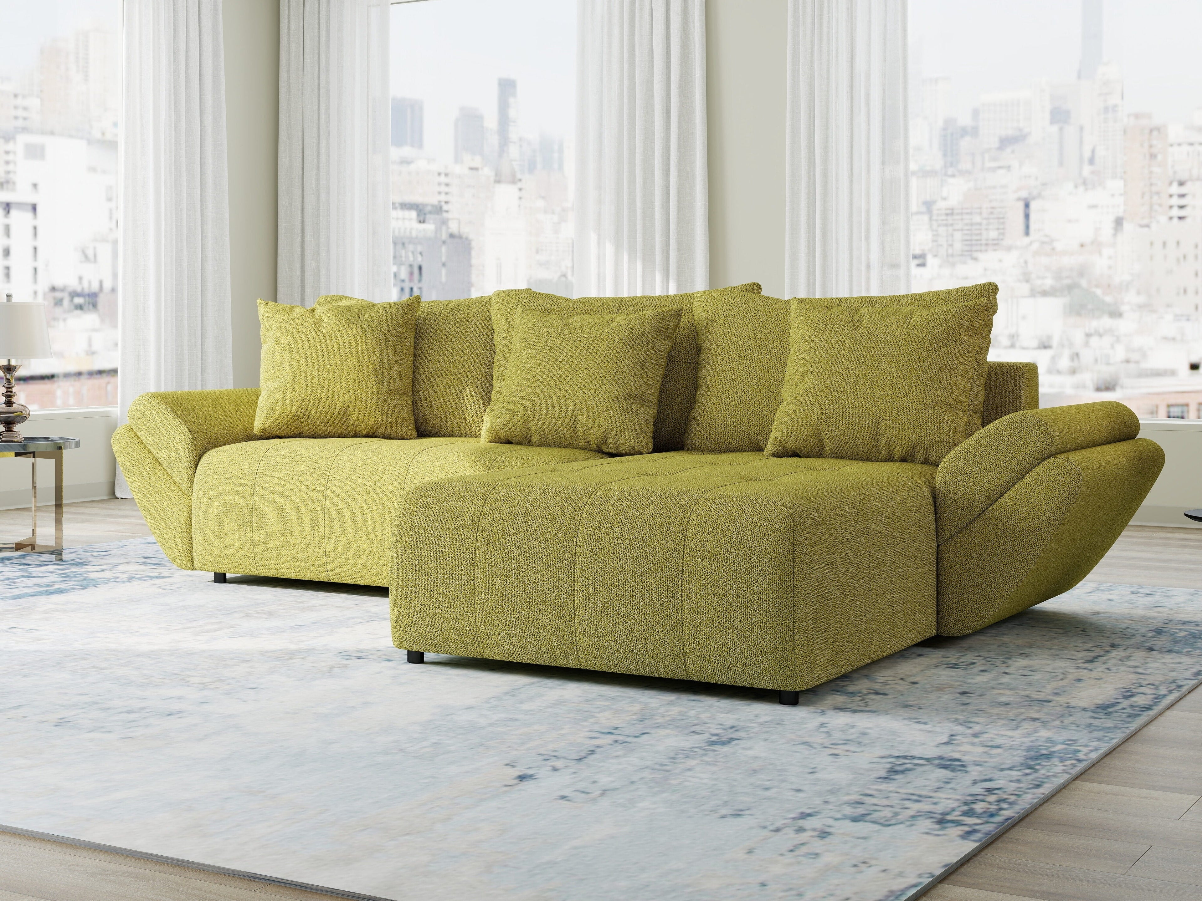 Colțar extensibil dumonde cu ladă de depozitare si sezut confortabil din spuma high-density, Berlin Enjoy Verde 280x185 cm II