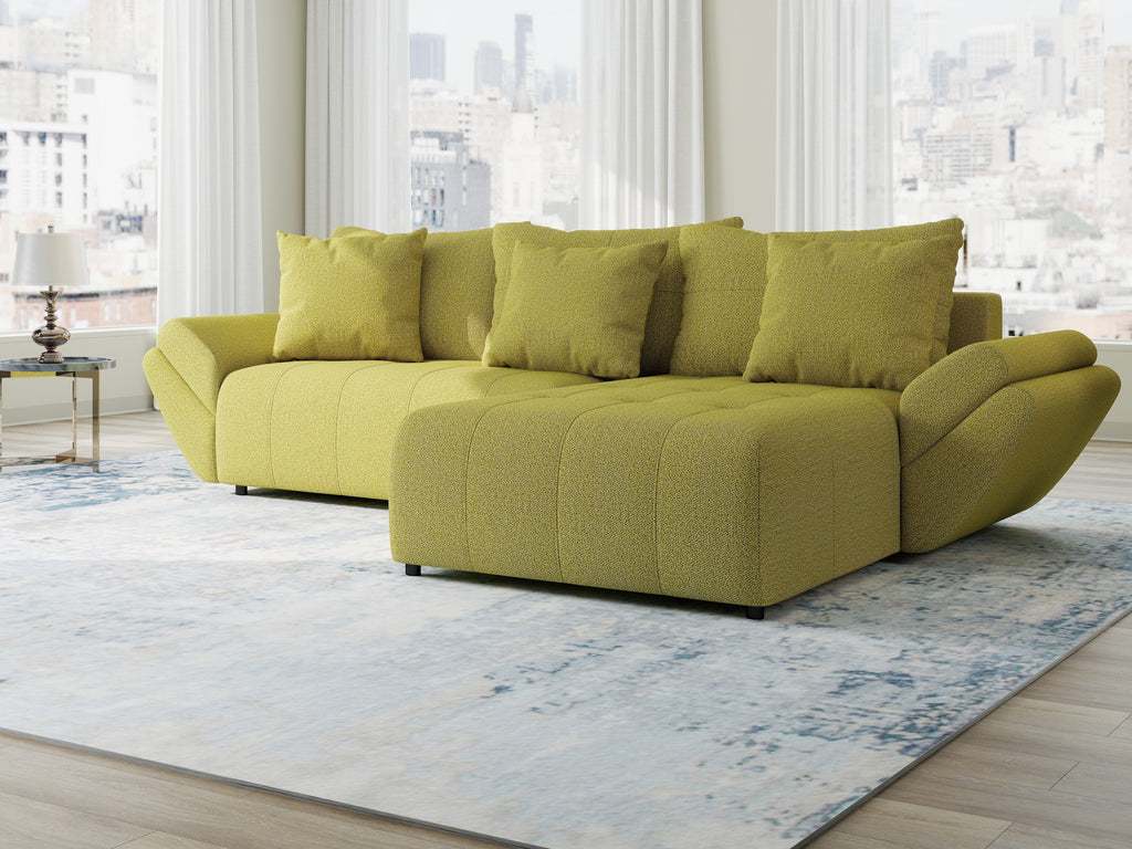 Colțar extensibil dumonde cu ladă de depozitare si sezut confortabil din spuma high-density, Berlin Enjoy Verde 280x185 cm II