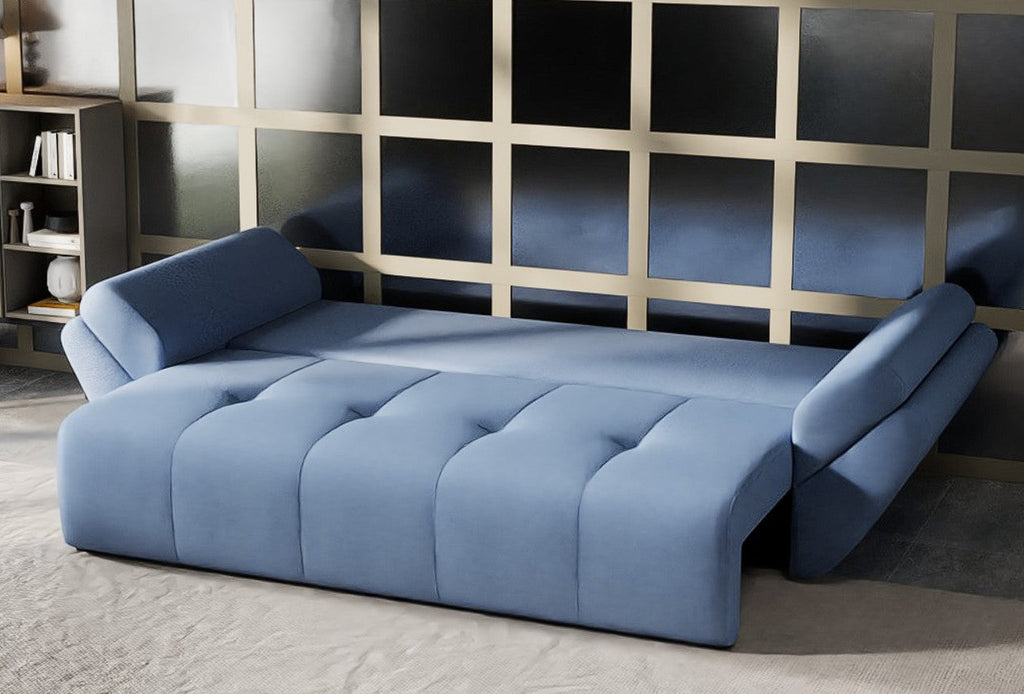 Canapea extensibilă dumonde cu ladă de depozitare si sezut confortabil din spuma high-density, Berlin Enjoy Blue 250x100 cm