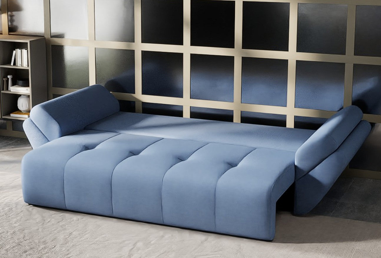 Canapea extensibilă dumonde cu ladă de depozitare si sezut confortabil din spuma high-density, Berlin Enjoy Blue 250x100 cm