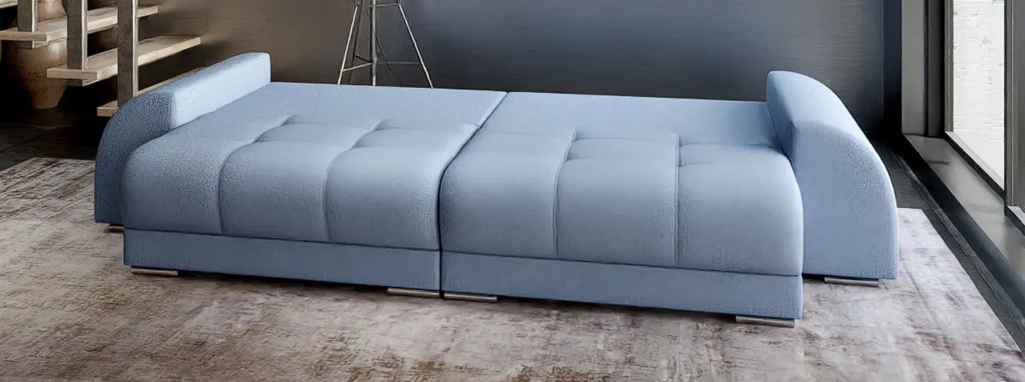 Canapea extensibilă dumonde cu 2 lăzi de depozitare si sezut confortabil din spuma high-density, Verona Enjoy Blue 310x100 cm