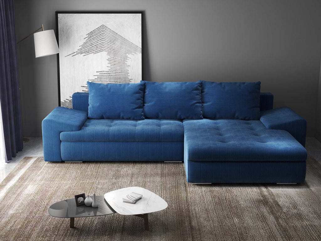 Colțar extensibil dumonde cu ladă de depozitare si sezut confortabil din spuma high-density, Leonardo Zoom Albastru 260x185 cm II