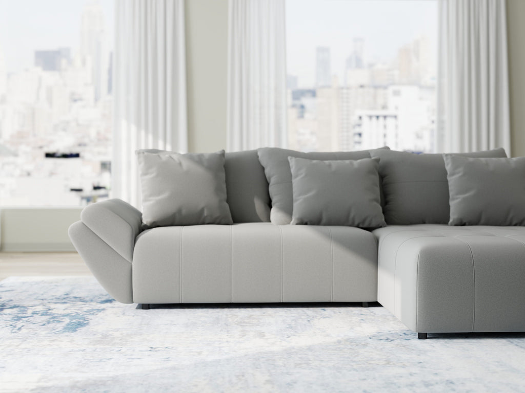 Colțar extensibil dumonde cu ladă de depozitare si sezut confortabil din spuma high-density, Berlin Royal Gri 280x185 cm II