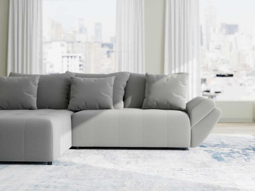 Colțar extensibil dumonde cu ladă de depozitare si sezut confortabil din spuma high-density, Berlin Royal Gri 280x185 cm