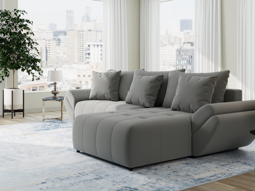 Colțar extensibil dumonde cu ladă de depozitare si sezut confortabil din spuma high-density, Berlin Royal Gri 280x185 cm II
