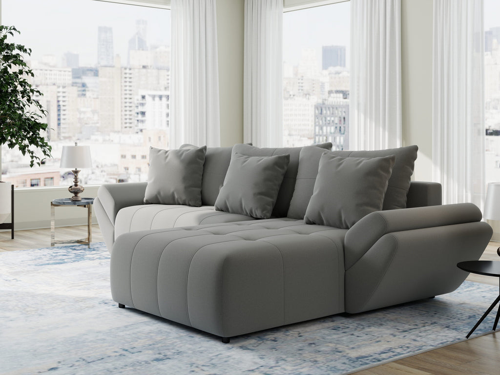Colțar extensibil dumonde cu ladă de depozitare si sezut confortabil din spuma high-density, Berlin Royal Gri 280x185 cm II