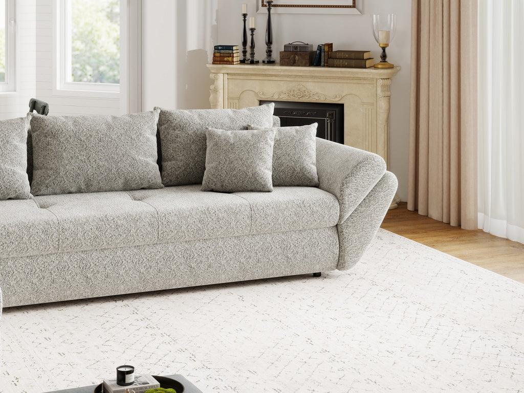Colțar extensibil dumonde cu ladă de depozitare si sezut confortabil din spuma high-density, Loana XL Arena Bej 02 335x185 cm