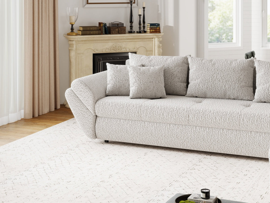Colțar extensibil dumonde cu ladă de depozitare si sezut confortabil din spuma high-density, Loana XL Jaguar Gri II 335x185 cm