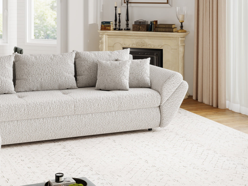 Colțar extensibil dumonde cu ladă de depozitare si sezut confortabil din spuma high-density, Loana XL Jaguar Gri 335x185 cm
