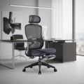 Scaun ergonomic profesional Aero dumonde cu tetiera reglabila 3D, suport lombar mesh, cotiere 3D ultra moi, mecanism multifunctional inclinare/blocare, suport picoare, negru