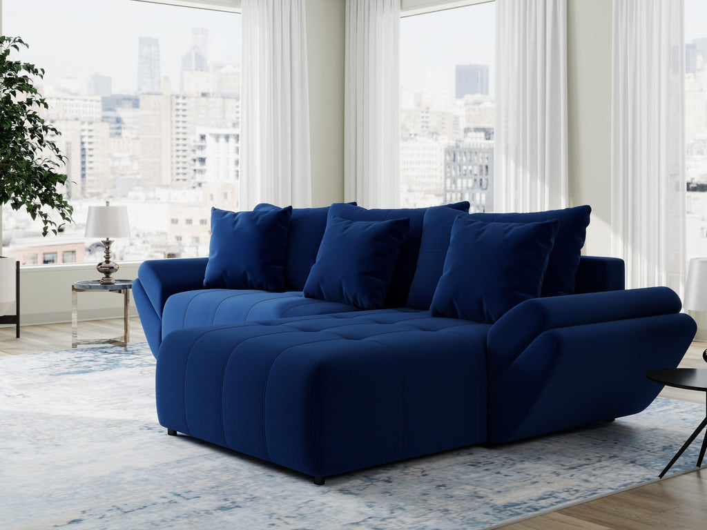 Colțar extensibil dumonde cu ladă de depozitare si sezut confortabil din spuma high-density, Berlin Royal Albastru Navy 280x185 cm II