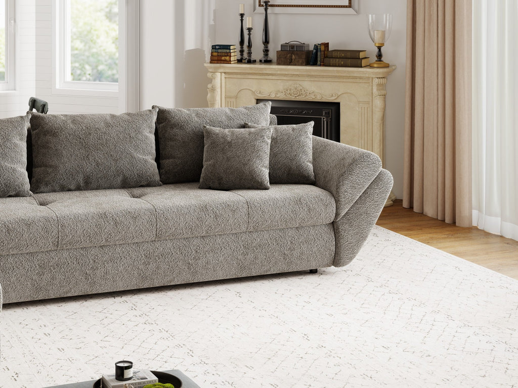 Colțar extensibil dumonde cu ladă de depozitare si sezut confortabil din spuma high-density, Loana XL Arena Taupe 335x185 cm
