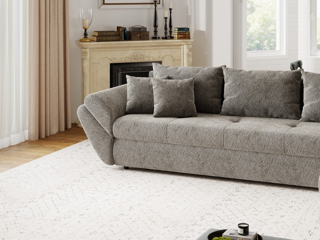 Colțar extensibil dumonde cu ladă de depozitare si sezut confortabil din spuma high-density, Loana XL Arena Taupe II 335x185 cm